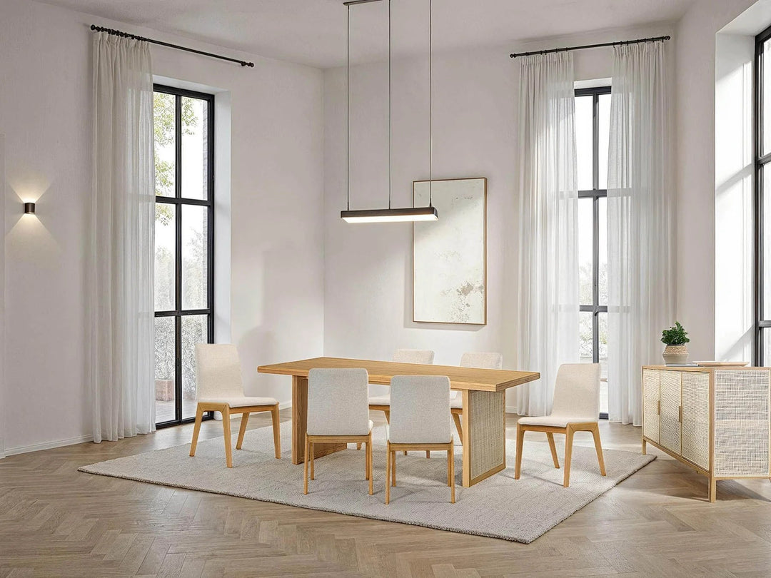 Rattan Dining Table in Light Oak dining room setting - rattan dining table by LH Imports - Whats New Furniture Portland OR