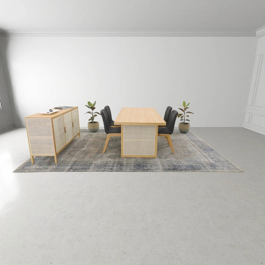 Rattan Dining Table in Light Oak lifestyle setting - rattan dining table by LH Imports - Whats New Furniture Portland OR