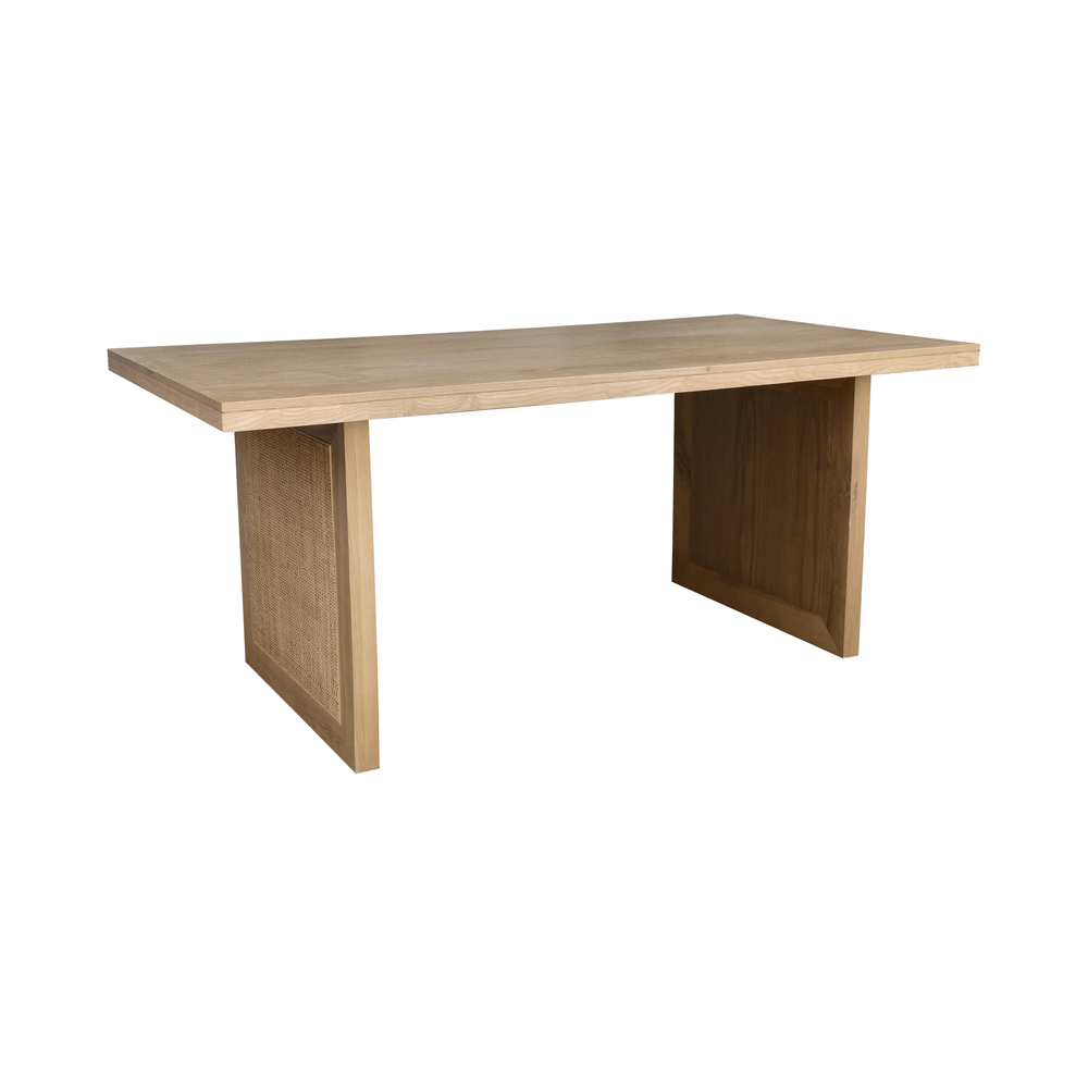 Rattan Dining Table in Light Oak side view - rattan dining table by LH Imports - Whats New Furniture Portland OR