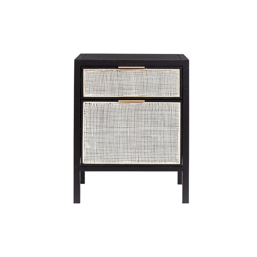 Rattan Filing Cabinet in Ebony variant front view - two drawer filing cabinet by LH Imports - Whats New Furniture Portland OR