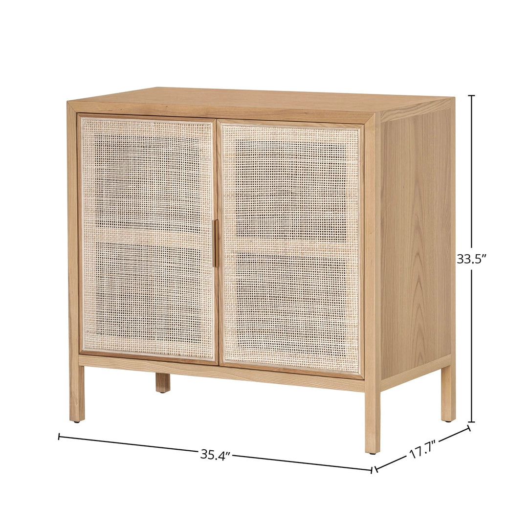 Rattan Small Sideboard in Natural front angle - rattan small sideboard by LH Imports - Whats New Furniture Portland OR