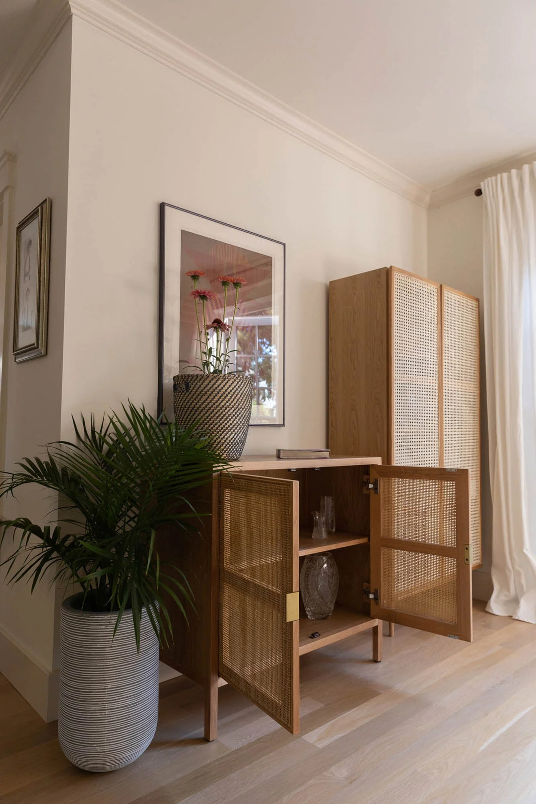 Rattan Small Sideboard in Natural styled room setting - rattan small sideboard by LH Imports - Whats New Furniture Portland OR