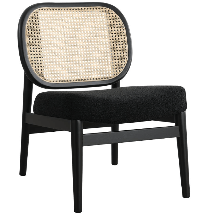 Rayo Rattan Accent Chair in Black/Cane side angle - rattan accent chair by Coaster - Whats New Furniture Portland OR