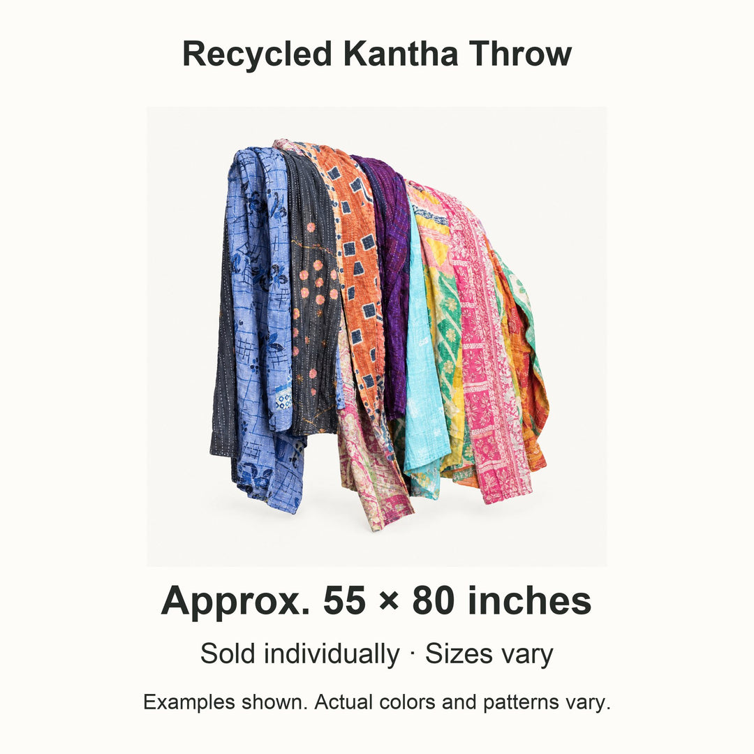 Kantha throw size guide: approximately 55 by 80 inches each; sizes and patterns vary - Whats New Furniture Portland OR