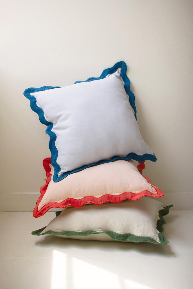 Red Ruffle Cotton Pillow — view 2