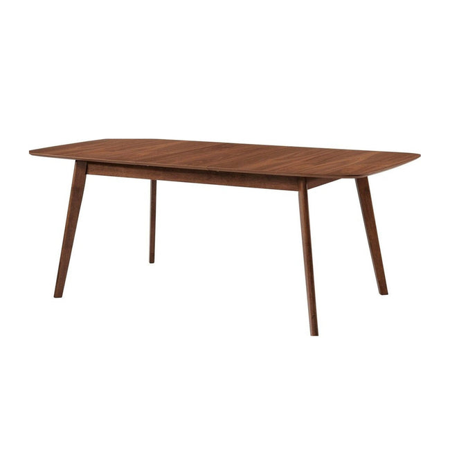 Redbridge Butterfly Leaf Dining Table in walnut, front studio view extended with butterfly - Whats New Furniture Portland OR