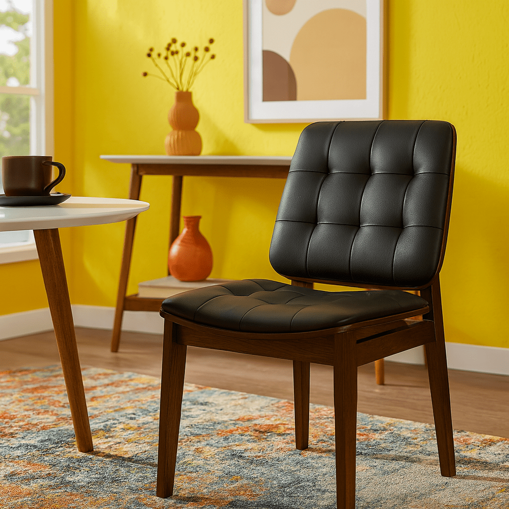 Redbridge Dining Chair in Black alternate angle - tufted dining chair by Coaster - Whats New Furniture Portland OR