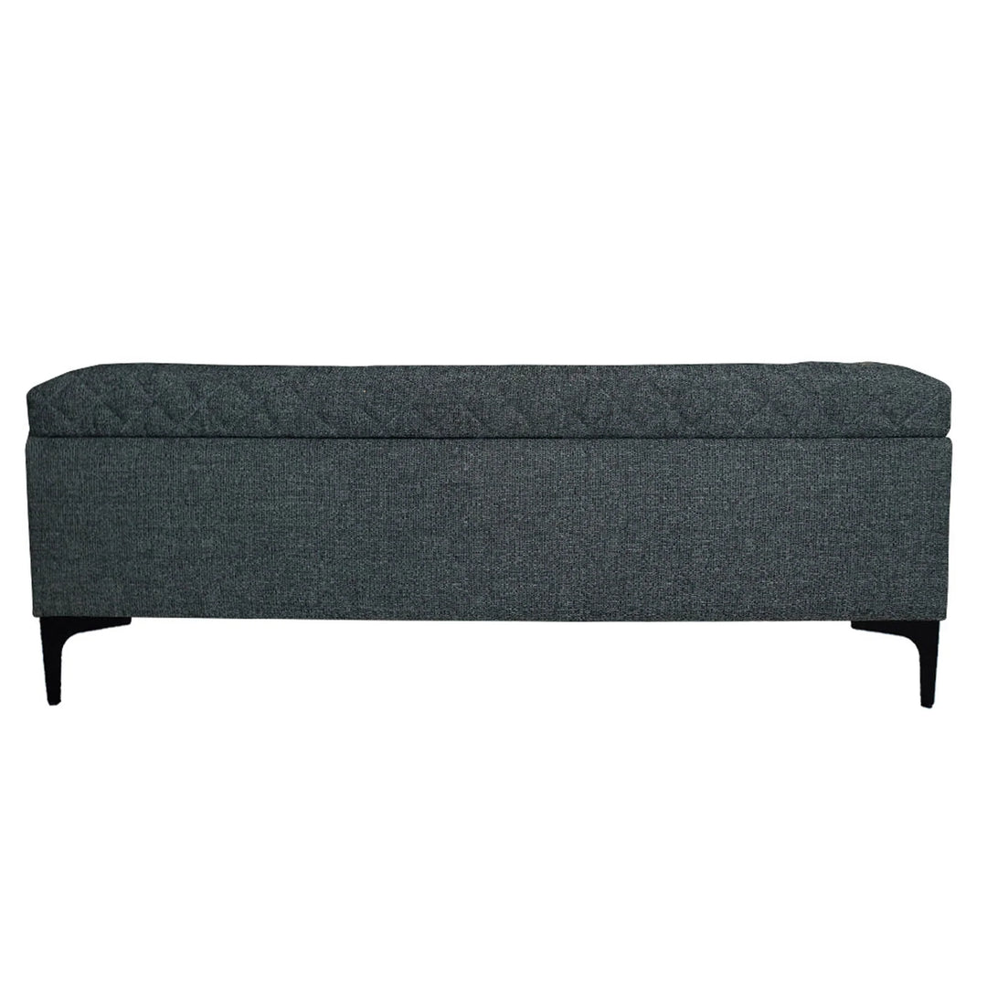 Reece Storage Bench in Charcoal Grey secondary fabric colorway front view - tufted storage bench by LH Imports - Whats New Furniture Portland OR