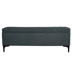 Reece Storage Bench in Charcoal Grey secondary fabric colorway front view - tufted storage bench by LH Imports - Whats New Furniture Portland OR