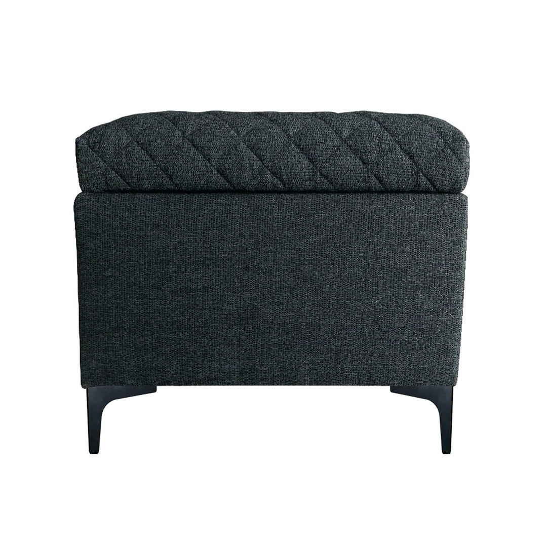 Reece Storage Bench in Charcoal Grey side view - tufted storage bench by LH Imports - Whats New Furniture Portland OR