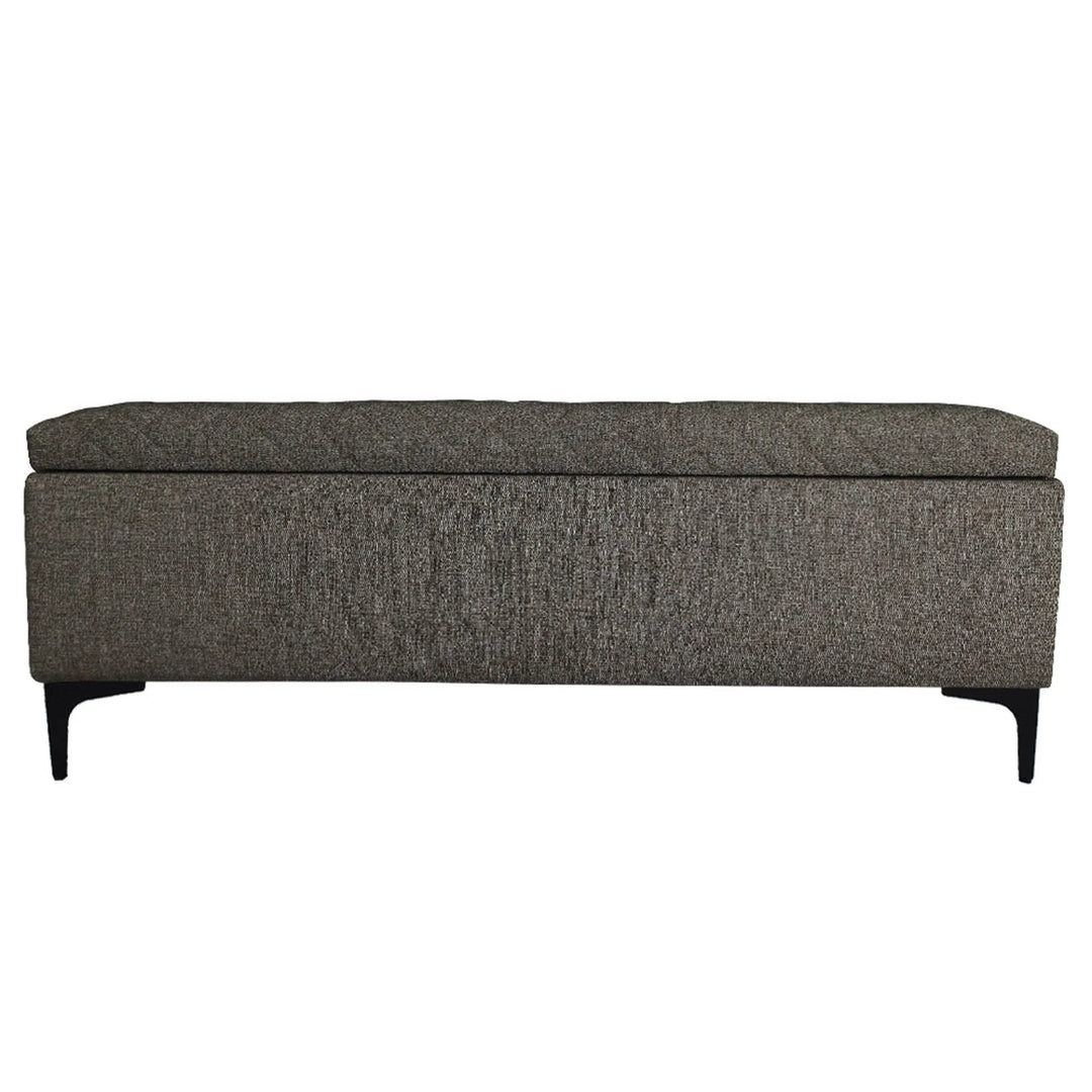 Reece Storage Bench in Mocha Brown variant front view - tufted storage bench by LH Imports - Whats New Furniture Portland OR