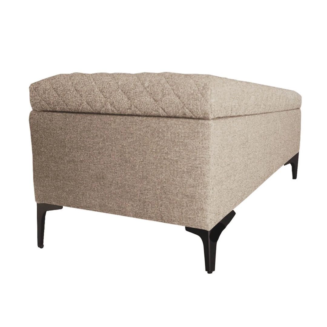 Reece Storage Bench in Tan side angle - tufted storage bench by LH Imports - Whats New Furniture Portland OR