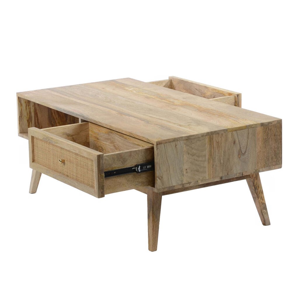 Reed Coffee Table in Mango drawer detail - storage coffee table by Moe&