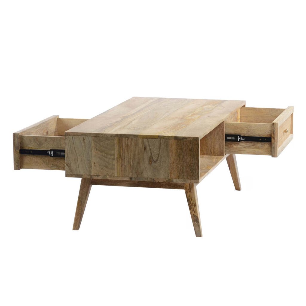Reed Coffee Table in Mango open side view - storage coffee table by Moe&