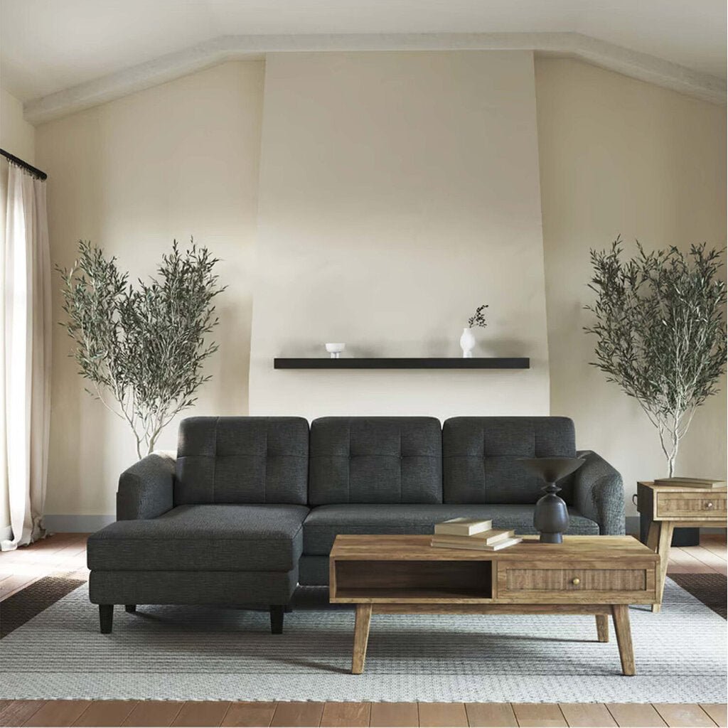 Reed Coffee Table in Mango room setting - storage coffee table by Moe&