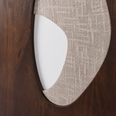 Reidpark mixed-media wall art material detail showing walnut wood and woven jute texture