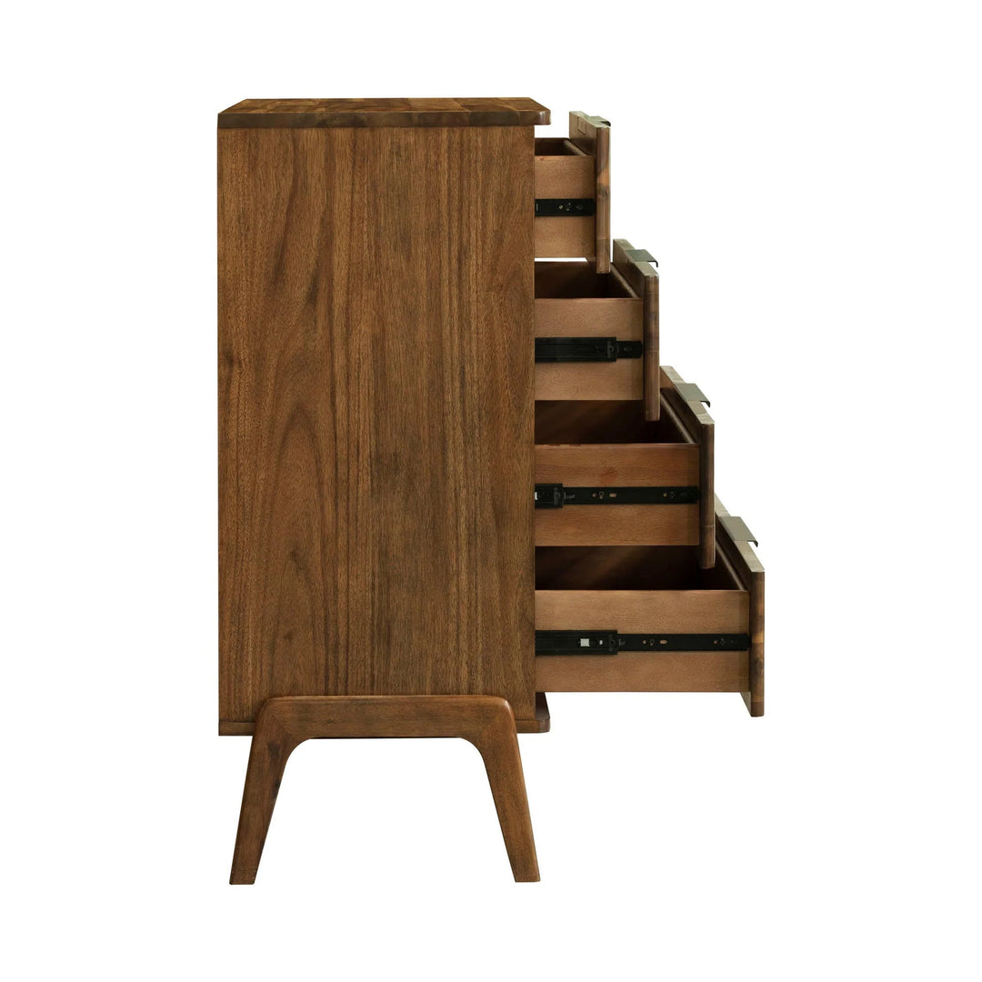 Remix 4 Drawer Chest in Estelle Brown drawer side view - four drawer chest by LH Imports - Whats New Furniture Portland OR