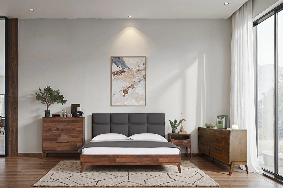 Remix 6 Drawer Dresser in Estelle Brown alternate styled room setting - six drawer dresser by LH Imports - Whats New Furniture Portland OR