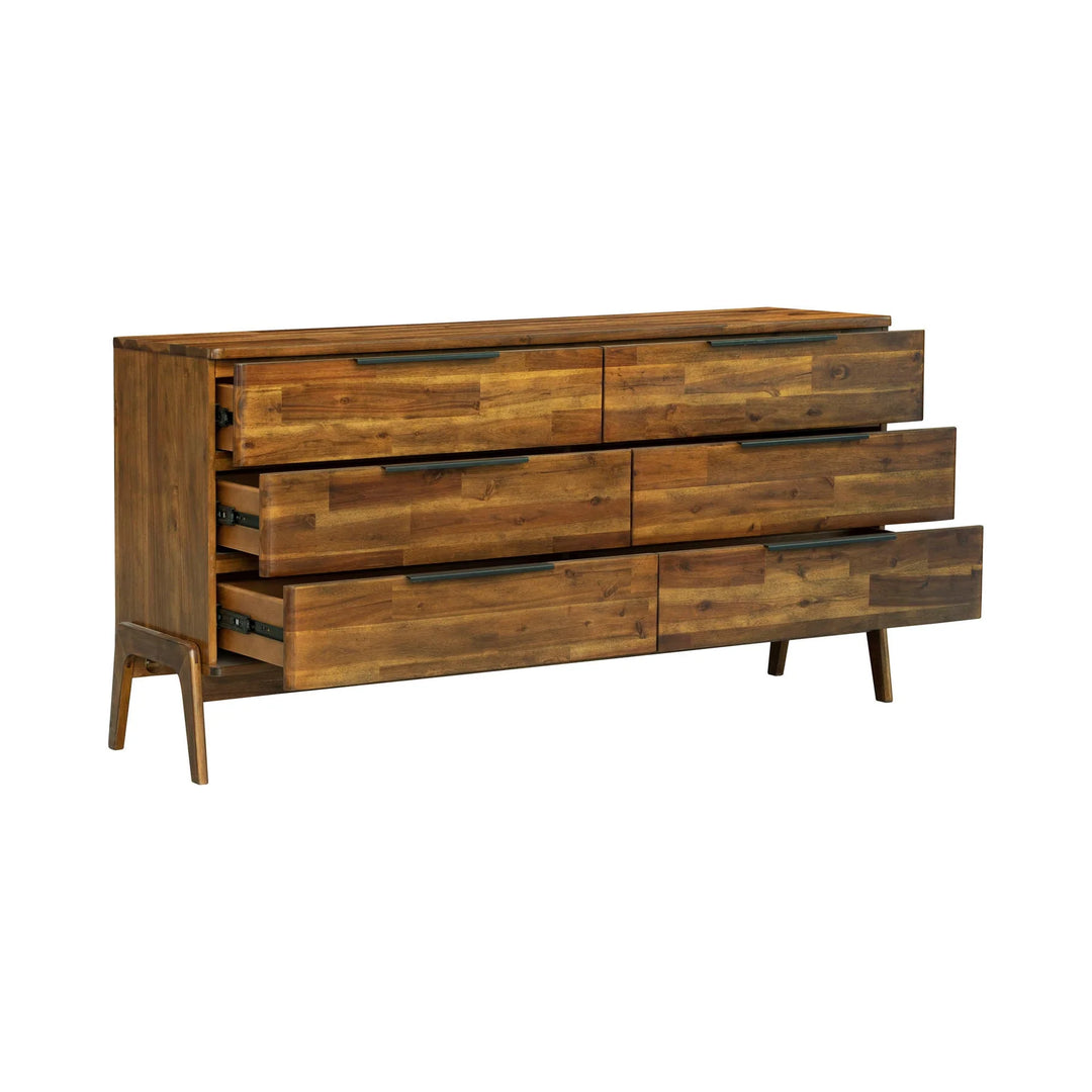 Remix 6 Drawer Dresser in Estelle Brown open drawer view - six drawer dresser by LH Imports - Whats New Furniture Portland OR