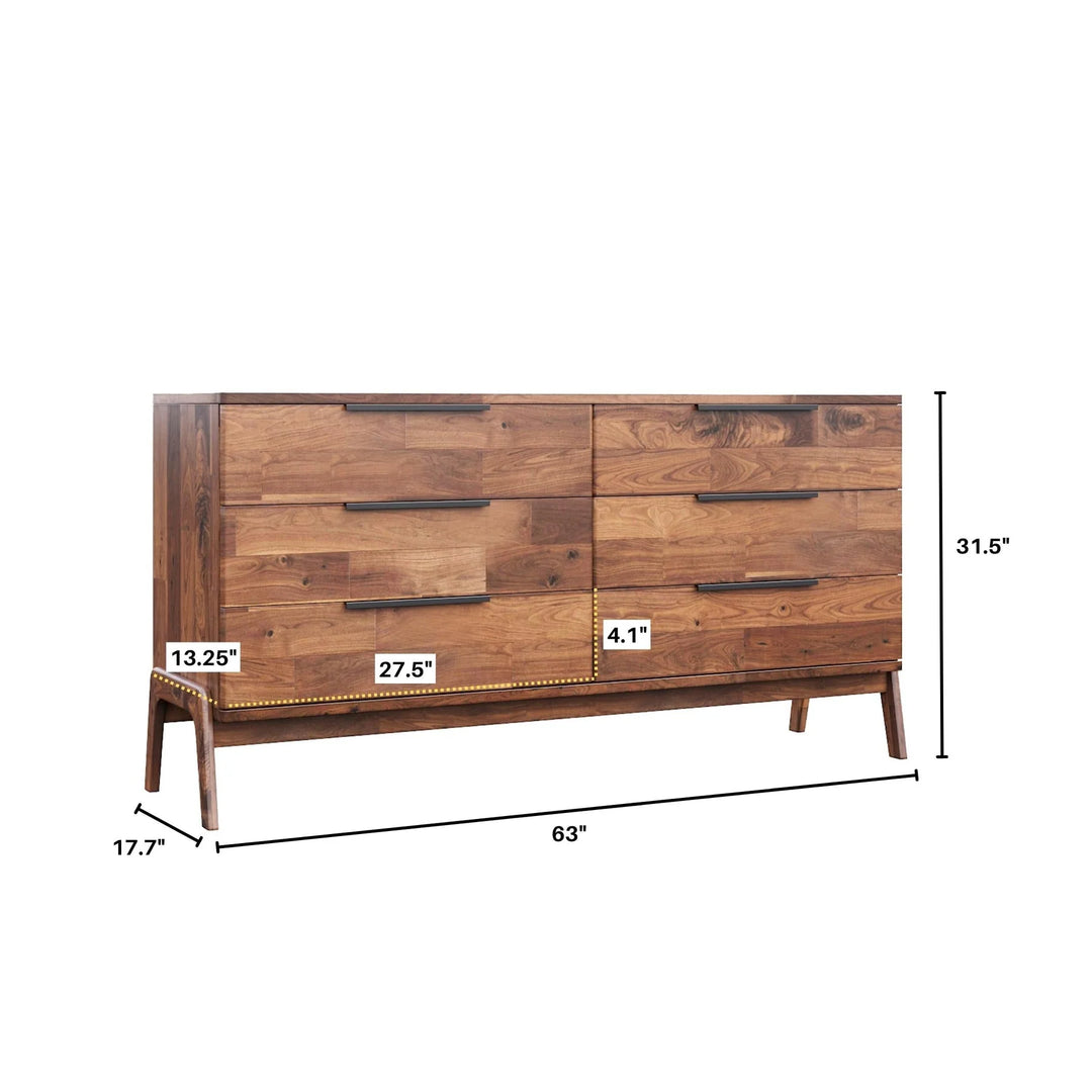 Remix 6 Drawer Dresser in Estelle Brown spec sheet - six drawer dresser by LH Imports - Whats New Furniture Portland OR