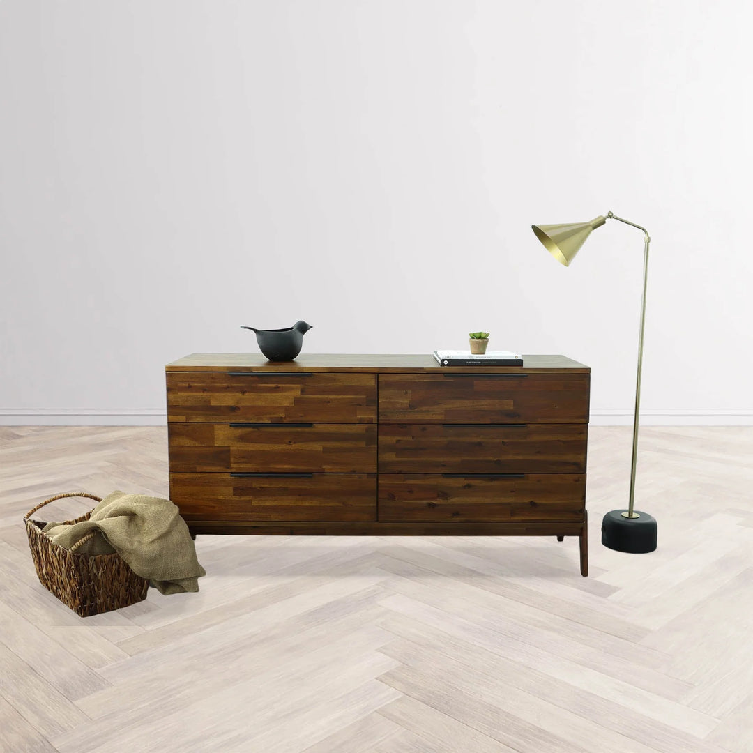 Remix 6 Drawer Dresser in Estelle Brown styled room setting - six drawer dresser by LH Imports - Whats New Furniture Portland OR