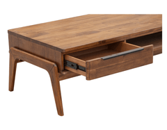 Remix Coffee Table in Brown Acacia drawer detail - storage coffee table by LH Imports - Whats New Furniture Portland OR