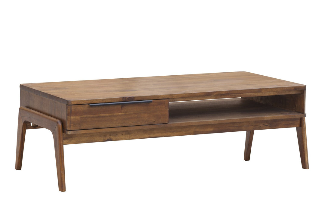 Remix Coffee Table in Brown Acacia side view - storage coffee table by LH Imports - Whats New Furniture Portland OR