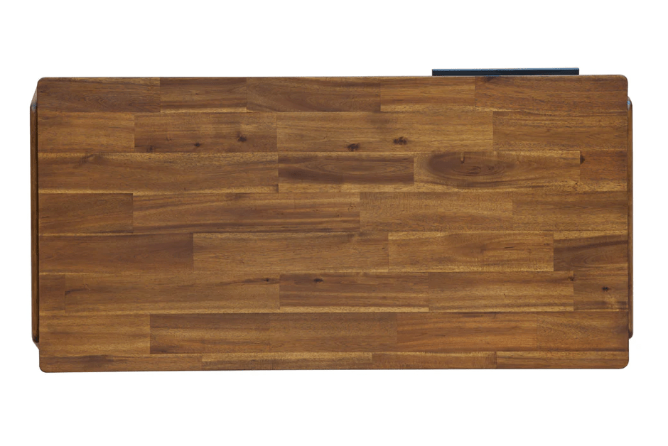 Remix Coffee Table in Brown Acacia top-down view - storage coffee table by LH Imports - Whats New Furniture Portland OR