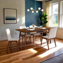 Remix Dining Table in acacia side angle - solid acacia dining table - Whats New Furniture Portland OR
