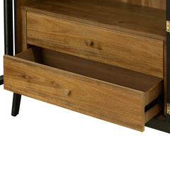 Remix Display Cabinet in Black Brown open drawer view - arched display cabinet by LH Imports - Whats New Furniture Portland OR
