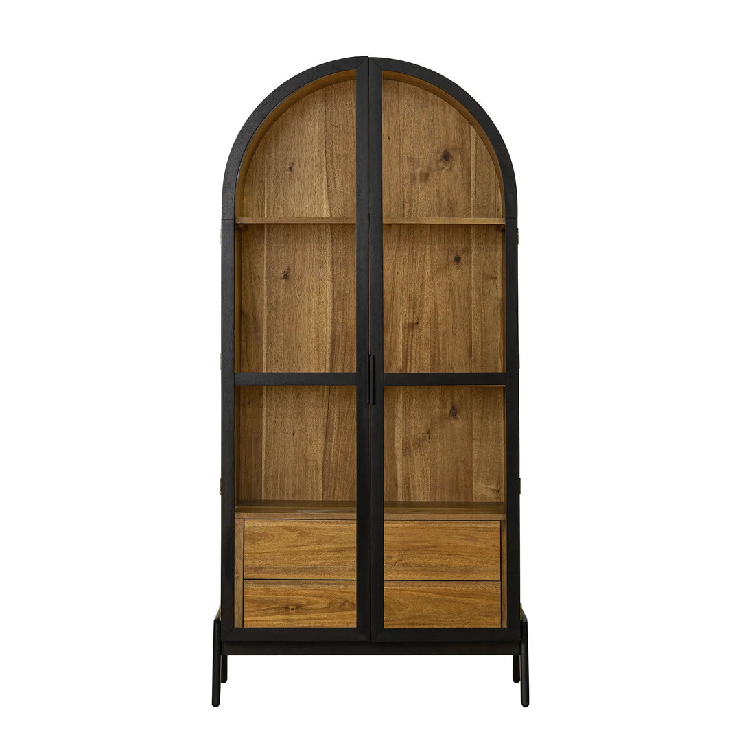 Remix Display Cabinet in Black Brown front view - arched display cabinet by LH Imports - Whats New Furniture Portland OR