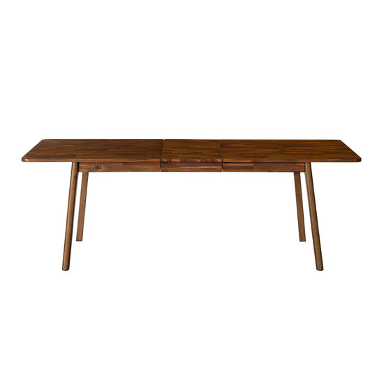 Remix Extension Dining Table in acacia side angle - acacia extension dining table - Whats New Furniture Portland OR