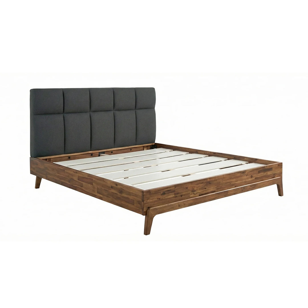 Remix King Bed Frame in Grey/Brown detail view - acacia king bed frame by LH Imports - Whats New Furniture Portland OR