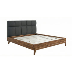 Remix King Bed Frame in Grey/Brown detail view - acacia king bed frame by LH Imports - Whats New Furniture Portland OR