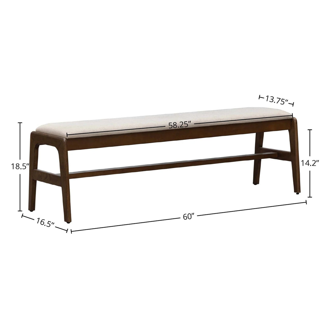 Remix Upholstered Bench in Cream spec sheet - upholstered acacia bench by LH Imports - Whats New Furniture Portland OR