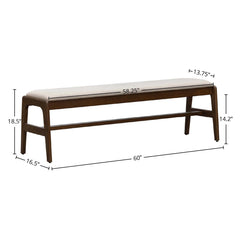 Remix Upholstered Bench in Cream spec sheet - upholstered acacia bench by LH Imports - Whats New Furniture Portland OR