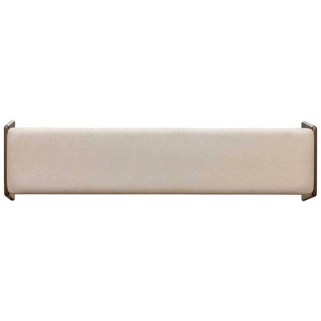Remix Upholstered Bench in Cream variant side angle - upholstered acacia bench by LH Imports - Whats New Furniture Portland OR