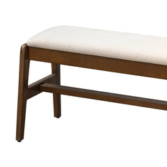 Remix Upholstered Bench in Cream variant back view - upholstered acacia bench by LH Imports - Whats New Furniture Portland OR