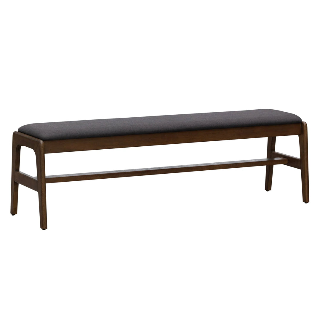 Remix Upholstered Bench in Grey side angle - upholstered acacia bench by LH Imports - Whats New Furniture Portland OR