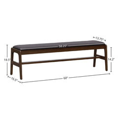 Remix Upholstered Bench in Grey spec sheet - upholstered acacia bench by LH Imports - Whats New Furniture Portland OR