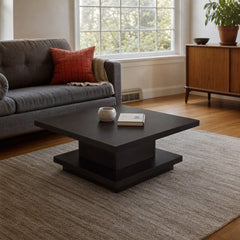 Reston 2 Piece Square Coffee And End Table Set Cappuccino styled in Portland Mt. Tabor mid-century daylight ranch living room - What&
