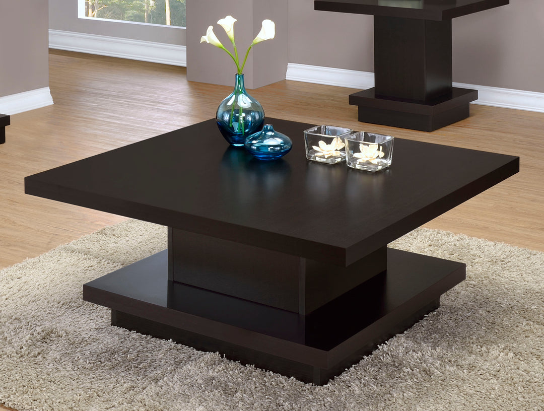 Reston Square Engineered Wood Coffee Table with Casters Cappuccino - What&