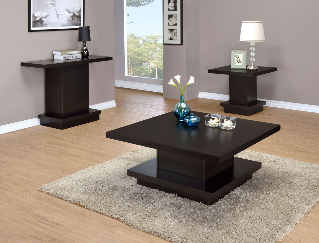 Reston Square Engineered Wood Coffee Table with Casters Cappuccino - What&