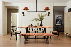 Restore Live Edge Bench in Solid Acacia alternate room setting - live edge bench by LH Imports - Whats New Furniture Portland OR