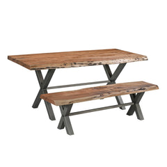 Restore Live Edge Bench in Solid Acacia dining room setting - live edge bench by LH Imports - Whats New Furniture Portland OR