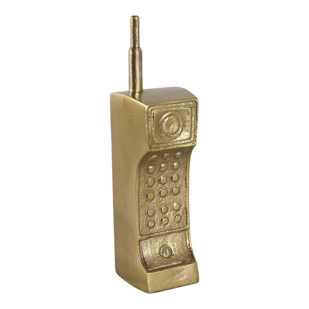 Retro Cordless Phone Sculpture 8", Gold angled view - decor by Sagebrook Home - Whats New Furniture Portland OR