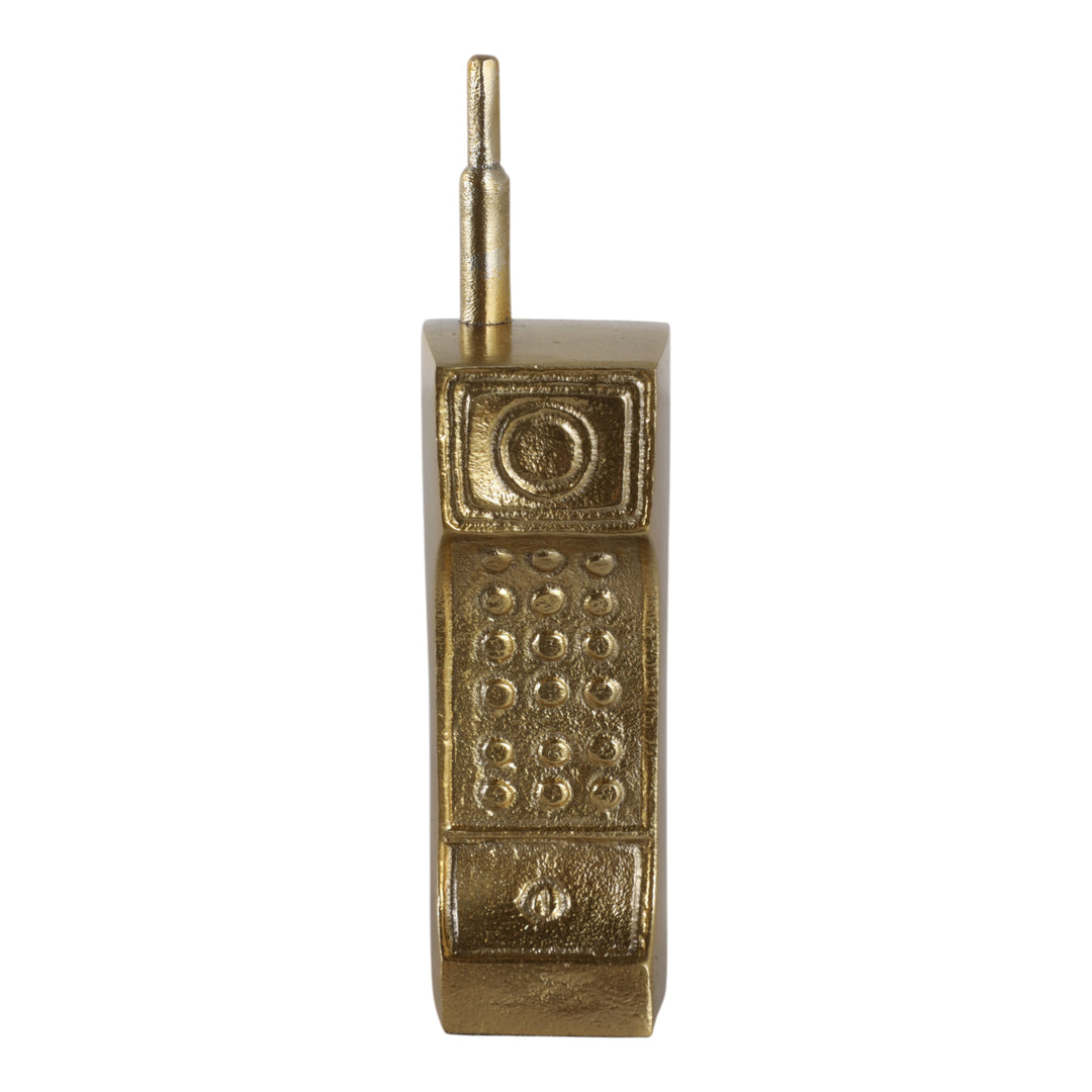Retro Cordless Phone Sculpture 8", Gold front view - decor by Sagebrook Home - Whats New Furniture Portland OR