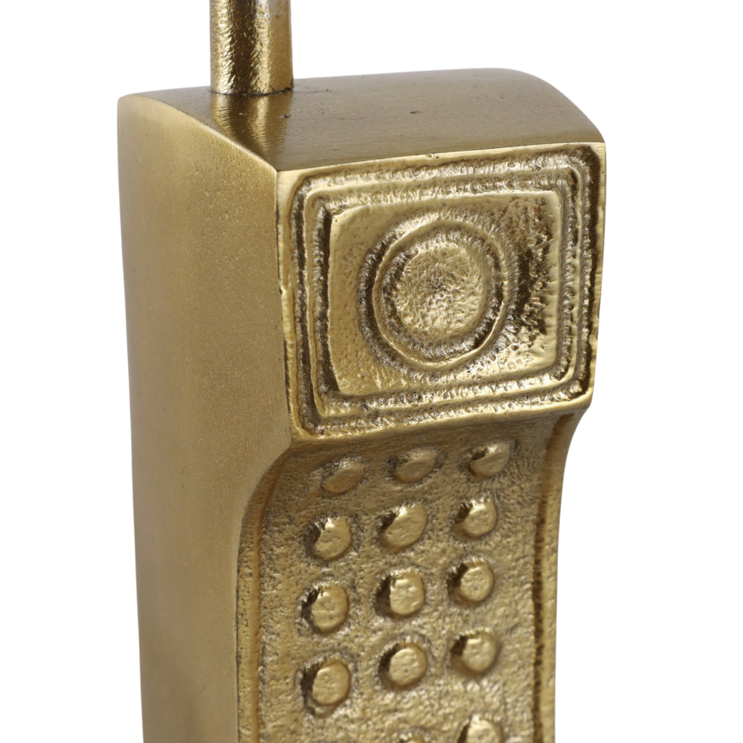 Retro Cordless Phone Sculpture 8", Gold keypad detail close up - decor by Sagebrook Home - Whats New Furniture Portland OR
