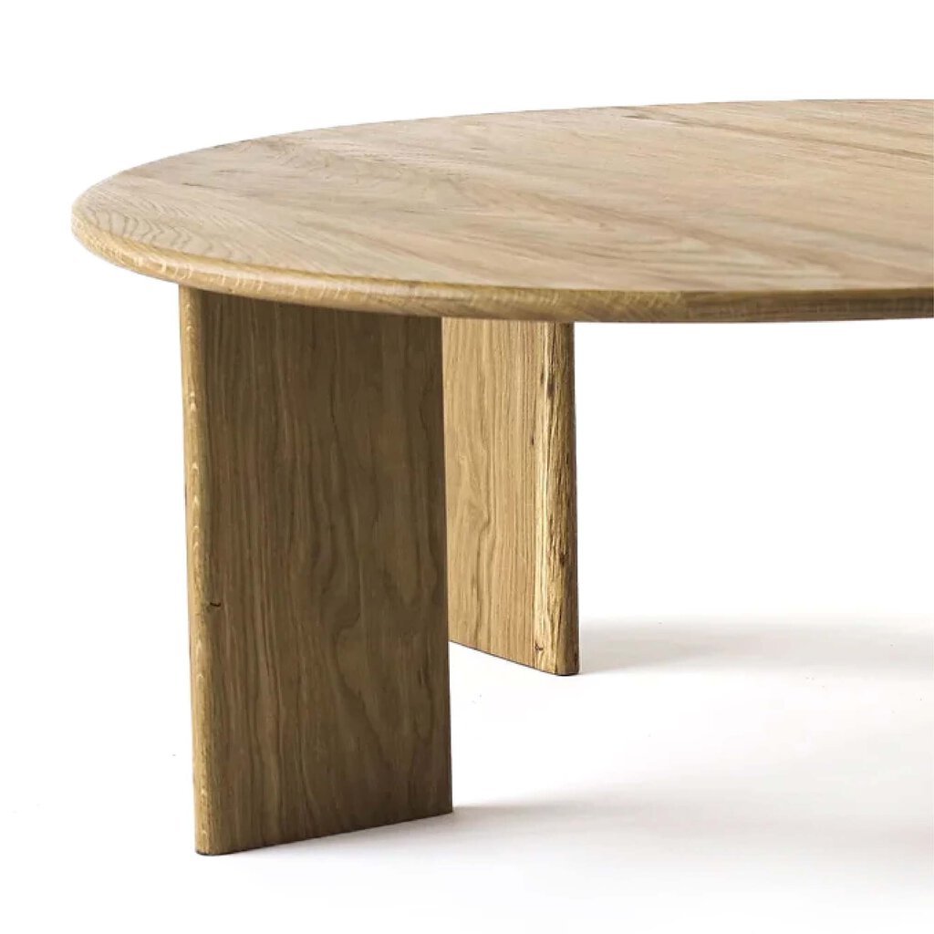Reunion Coffee Table in White Oak detail view - round coffee table - Whats New Furniture Portland OR