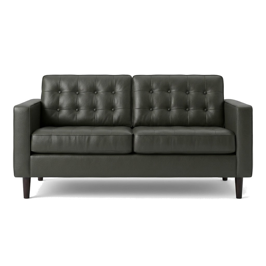 Reverie Loveseat in Bali Basil basil-green leather - mid-century modern loveseat by Palliser - Whats New Furniture Portland OR